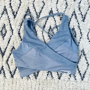 GYMSHARK True Texture Sports Bralette Blue Steel
